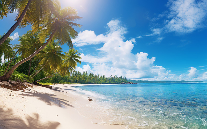 bellissima spiaggia con palme da cocco in isola tropicale