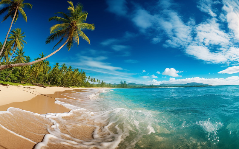 praia tropical com coqueiros