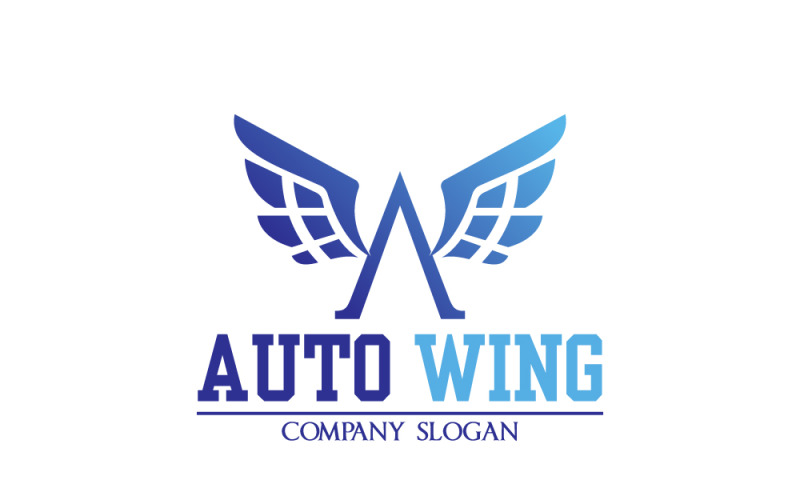 Логотип Auto Wing и Letter A Wing