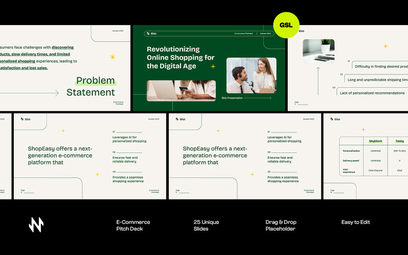 Pitch deck voor e-commerce in bedrijven GSL