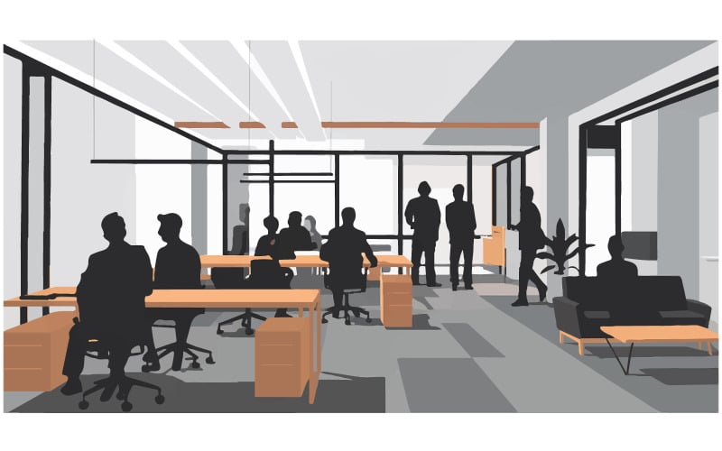 Büro-Silhouette, Vektorgrafik