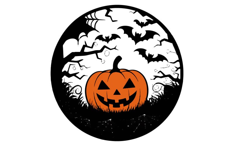 Ilustración artística de silueta de calabaza de Halloween