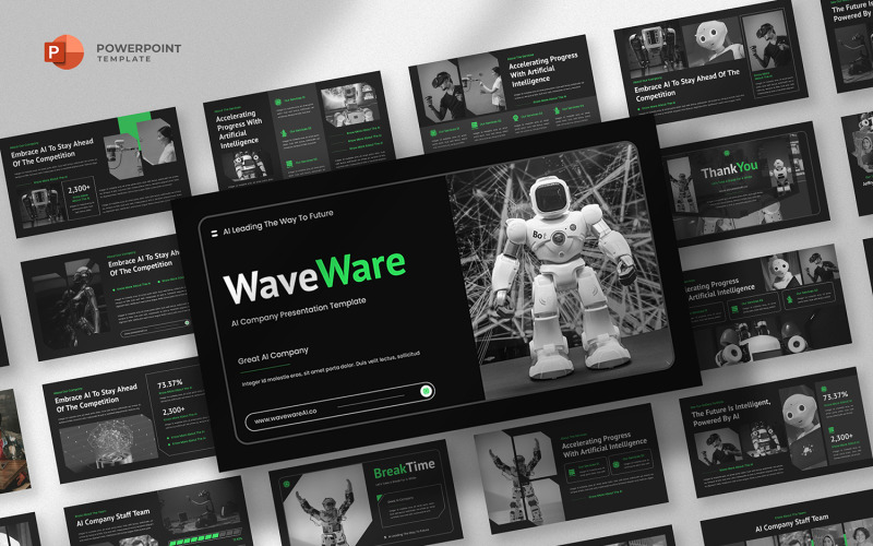 Waveware - Шаблон PowerPoint «Технология искусственного интеллекта»