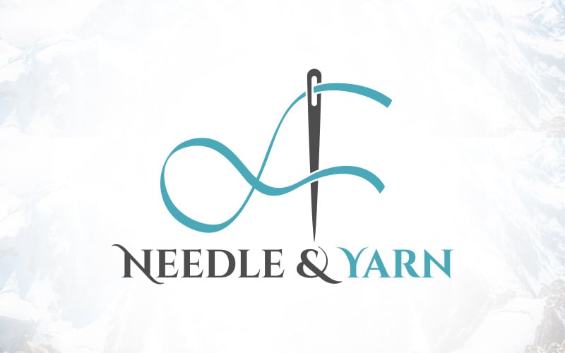 Bokstaven en nål och garntråd logotypdesign