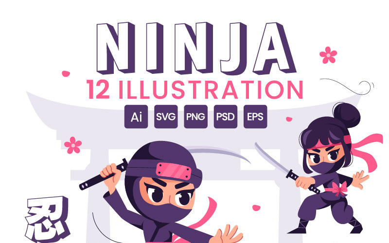 12 Illustrazione di Ninja Shinobi