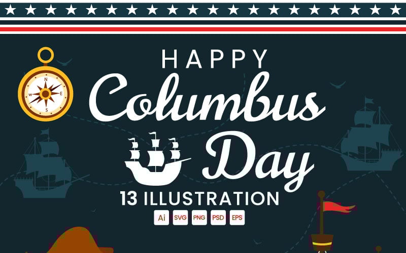 13 Happy Columbus USA Day Illustration