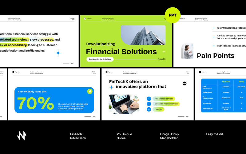 PowerPoint-presentatie over fintech-pitchdecks