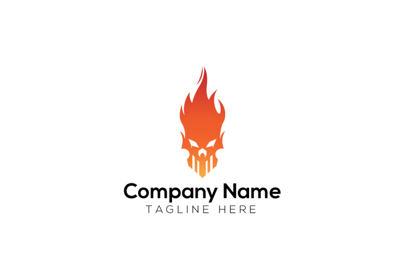 Modelo de design de logotipo de caveira de fogo e caveira queimada