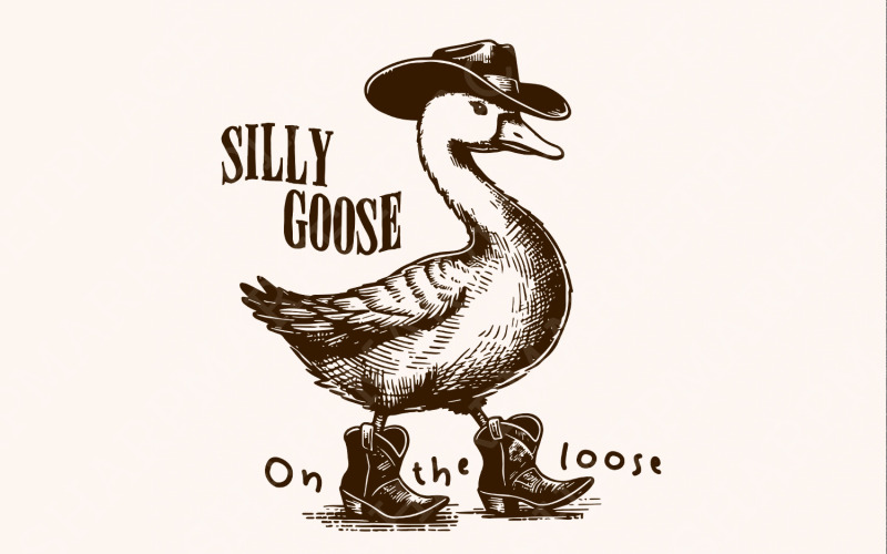 Silly Goose on the Loose PNG, Funny Goose, Cowboy Goose png, Cute Animal PNG, Sarkastisk png,