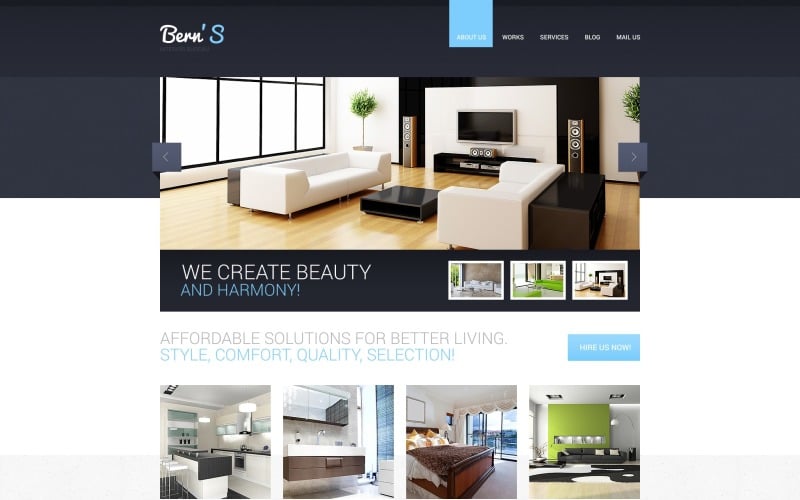 Modello di sito Web reattivo di interior design