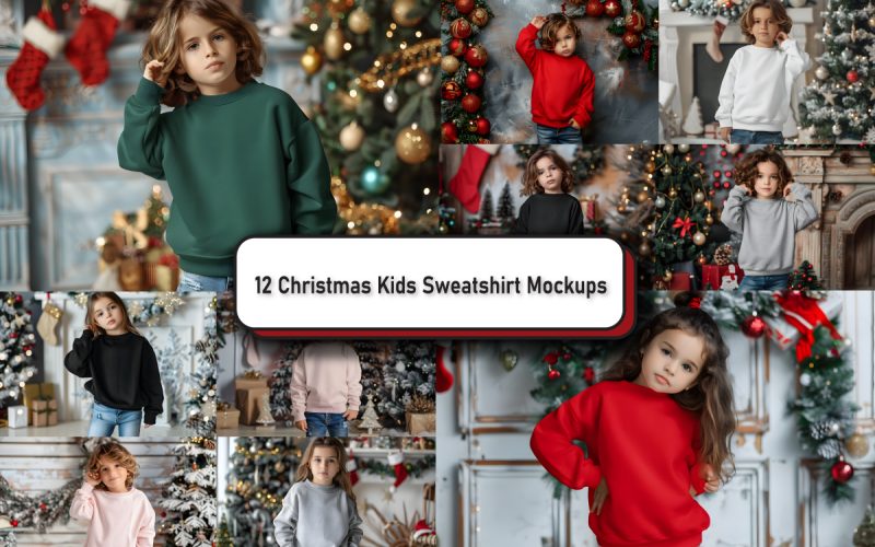 Pacchetto di mockup Gildan 18000 per bambini di Natale