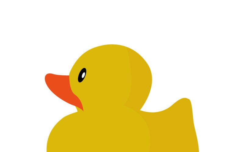 Icono plano de patito de goma amarillo. Patito de goma bonito