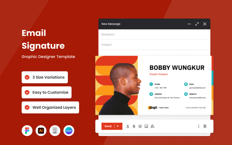 Graphic Designer - Modello di firma e-mail V2