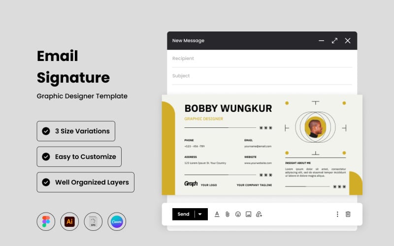 Graphic Designer - Modello di firma e-mail V3