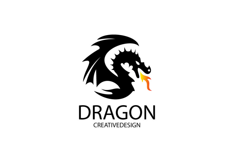 Modèle de conception de logo de feu de dragon