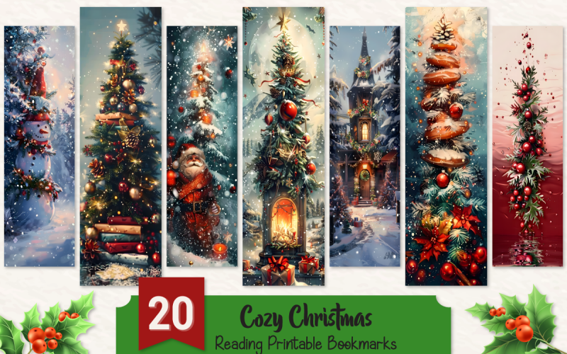 Pacote de marcadores de leitura para impressão de Natal