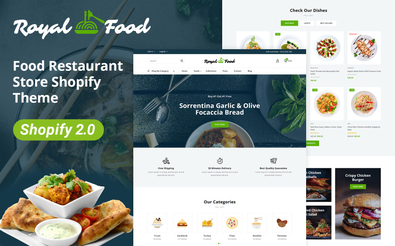 Royalfood - Магазин продуктов питания и ресторанов Shopify 2.0 Адаптивная тема