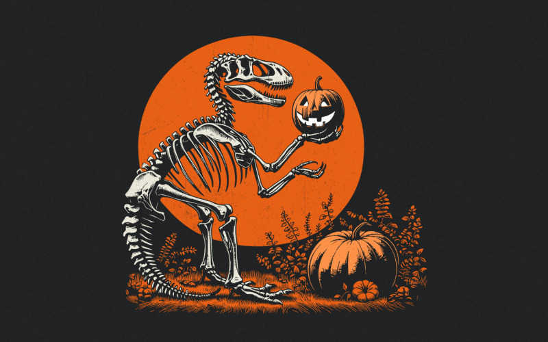 Spooky Saurus png, Helloween Dinosaur png, Kids Halloween png, T-Rex Skeleton дизайн дитячої сорочки,