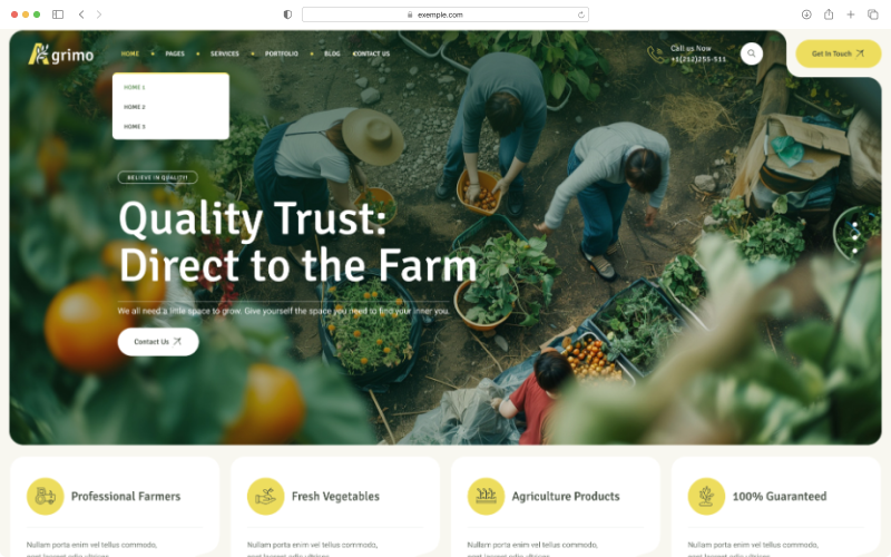 Agrimo Çiftlik Web Sitesi Şablonları Figma