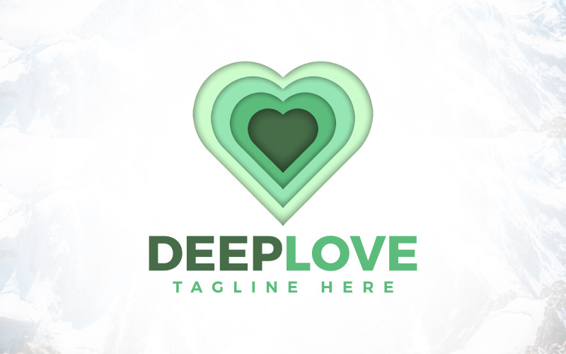 Design de logotipo criativo de coração profundo e amor