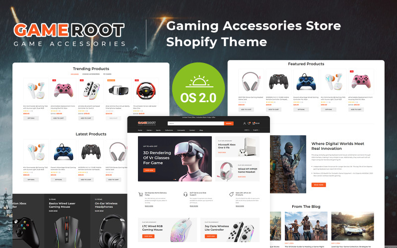 Gameroot - 数字游戏和计算机商店 Shopify 2.0 响应式主题