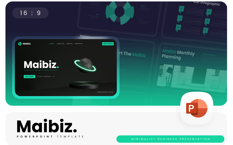 Maibiz – Минималистичный бизнес-шаблон PowerPoint