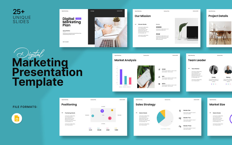 Rozvržení šablony digitálního marketingu Google Slide