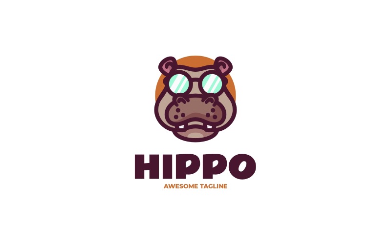 Logo mascotte cartone animato ippopotamo 2