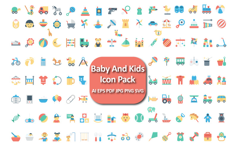 Милий і грайливий Baby & Kids Icon Set