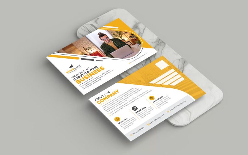 Дизайн шаблона корпоративной открытки для EDDM Direct Mail Marketing и продвижения бизнеса