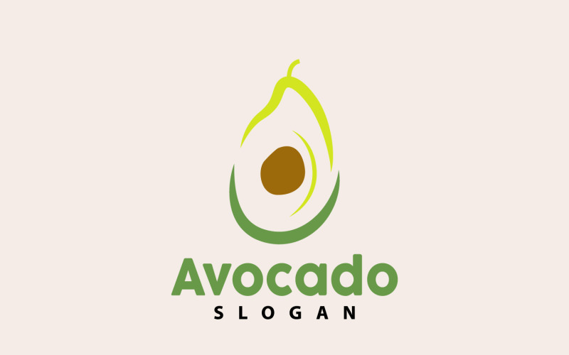 Avokadologotyp Fresh Fruit Vector Design V7