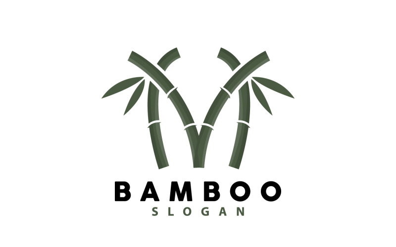 Logo bambusa Zielona roślina wektor prosty v14