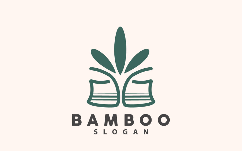 Logo bambusa Zielona roślina wektor prosty v4