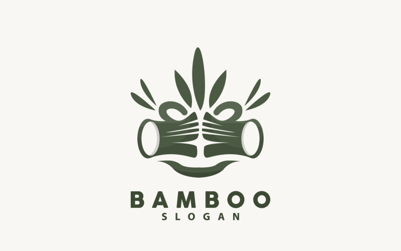 Logo de bambou plante verte vecteur simple V3