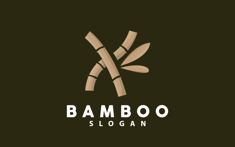 Logo de bambou plante verte vecteur simple V5