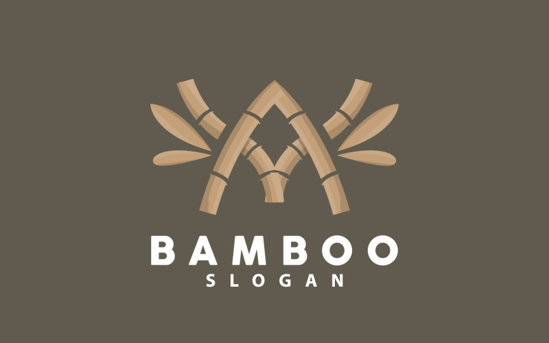 Logo di bambù Pianta verde Vettore semplice V12