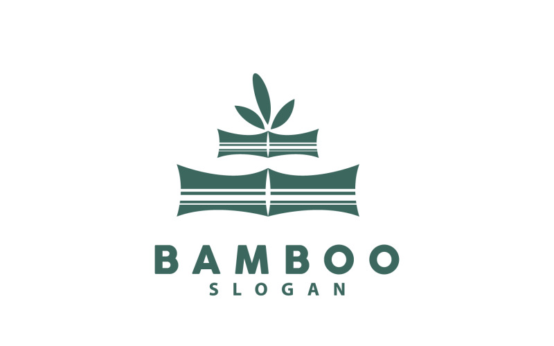 Logo di bambù Pianta verde Vettore semplice V13