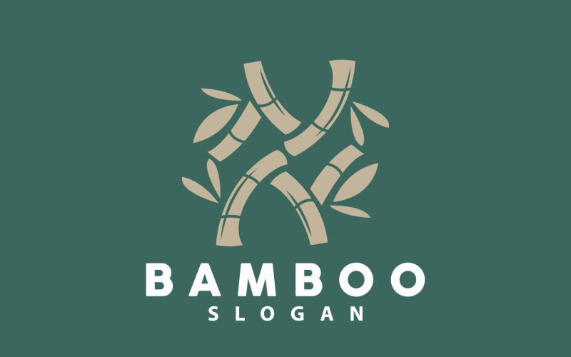 Logo di bambù Pianta verde Vettore semplice V15