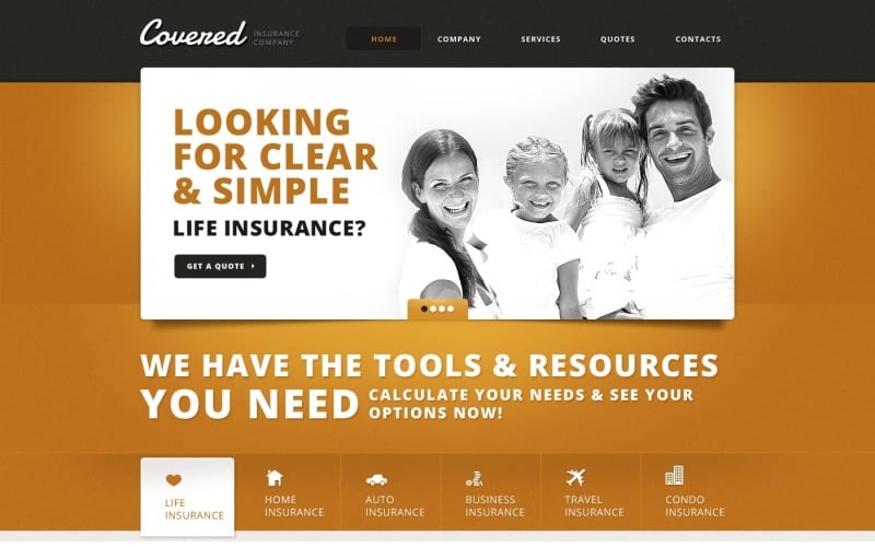 Responsieve websitetemplate voor de verzekeringsbranche