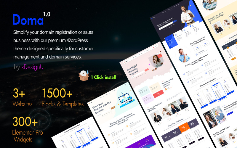Doma - Domain Name Register och WHMCS Elementor WordPress Theme