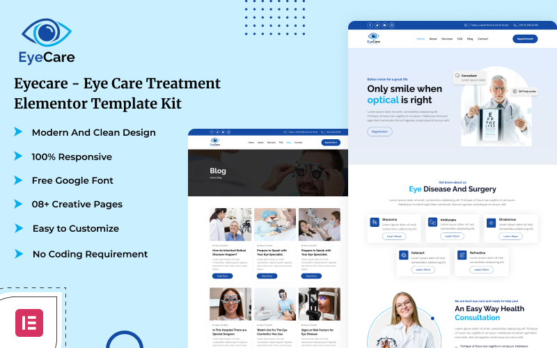 Eyecare - 眼部护理治疗网站 Elementor 模板套件