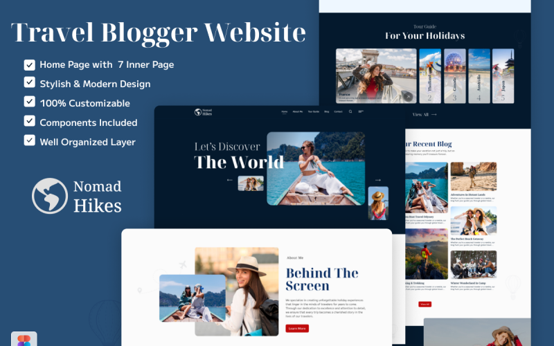 Nomad Hikes – Moderne Figma-Vorlage für Reise- und Abenteuer-Websites