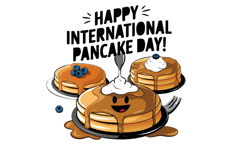 Een vectorillustratie van Internationale Pannenkoekendag