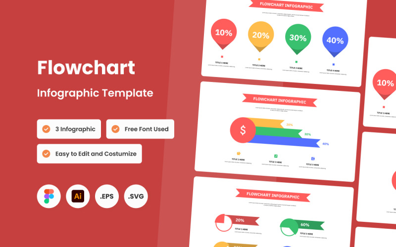 Modello di diagramma di flusso infografica V1