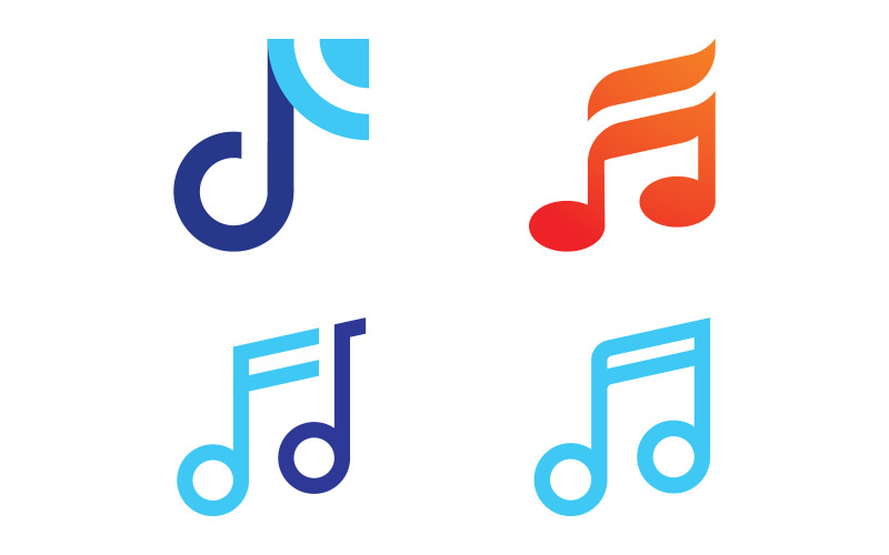 Musik vektor logotyp ikon designmall element V13