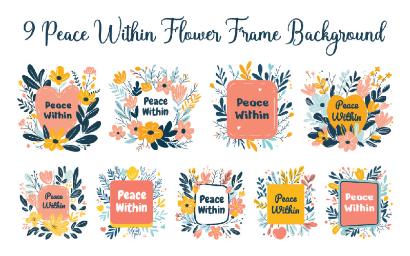 9 Vrede binnen bloemenframe achtergrond
