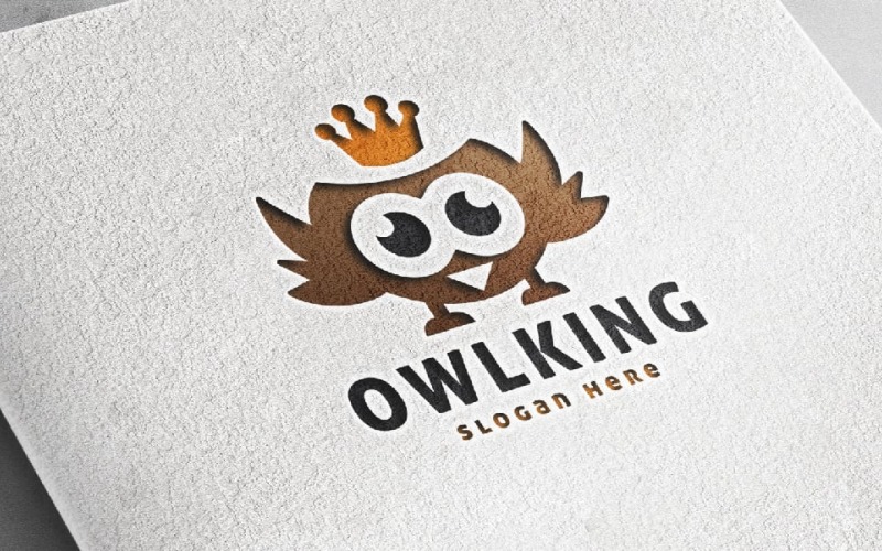Owl King Bird Logotyp Mall