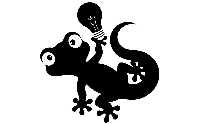 Söt gecko realistisk siluett med ljus vektorbild med vit bakgrund