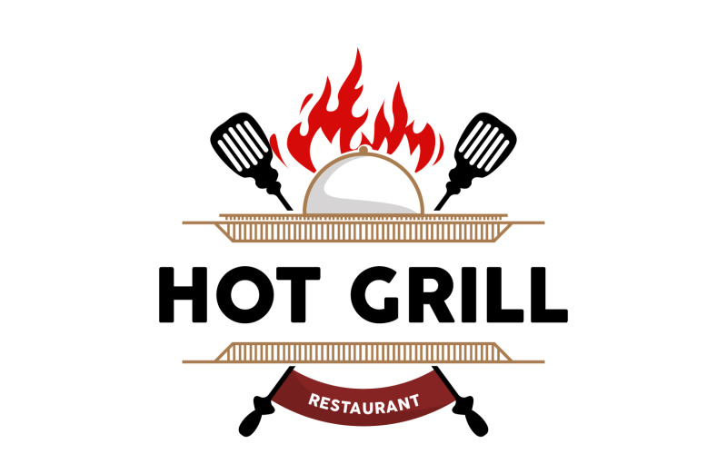 Barbecue Logo Hot Grill Ontwerp BBQ GrillV9