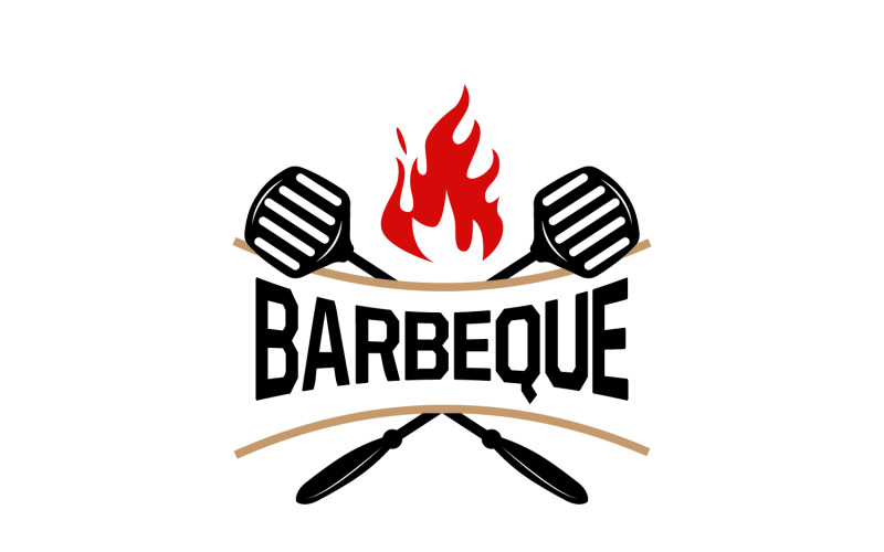 Барбекю Логотип Hot Grill Design BBQ GrillV1